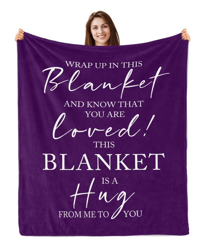Butonus Get Well Gifts for Women After Surgery  Birthday Gifts for Women  Thinking of You Gifts for Women  Inspirational Encouragement Healing Gifts for Women  Purple Hug Blanket 60""X50"" - Image 1