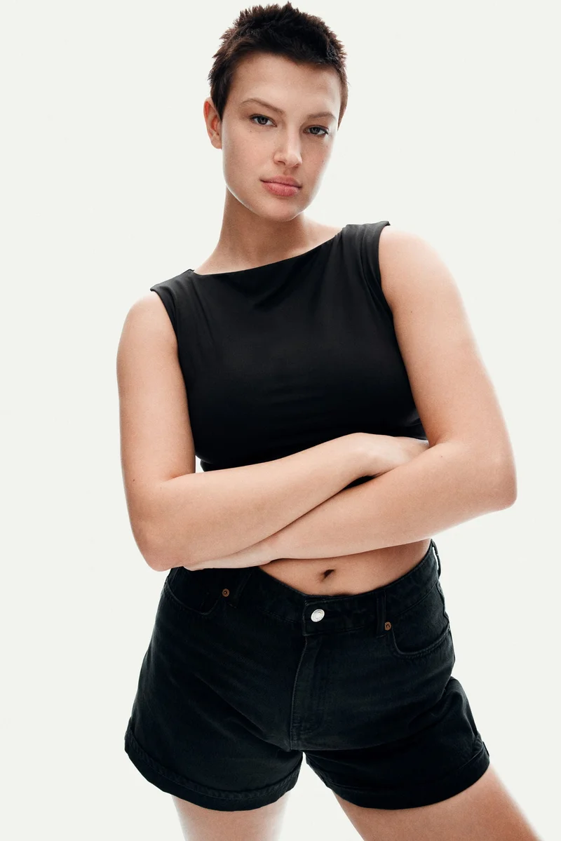 اتش اند ام Boat-neck microfibre top