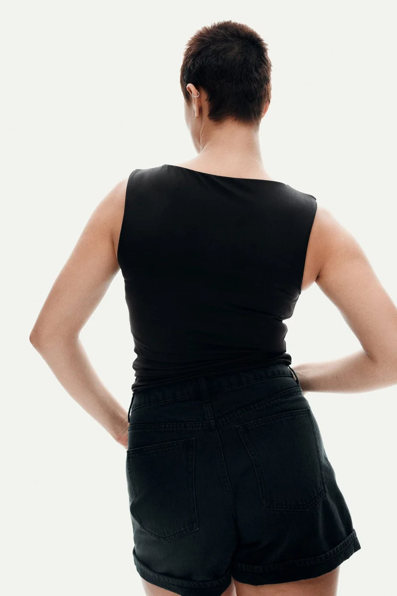 اتش اند ام Boat-neck microfibre top
