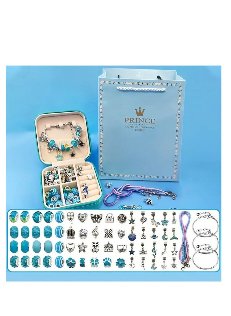 Bracelet Making Kit for Girls, DIY Charm Jewelry Set with 68 Pieces Including Snake Chain Bracelets, Charms, Beads, Cords, Jewelry Box & Gift Bag for Creative Crafts – Pink - Image 2