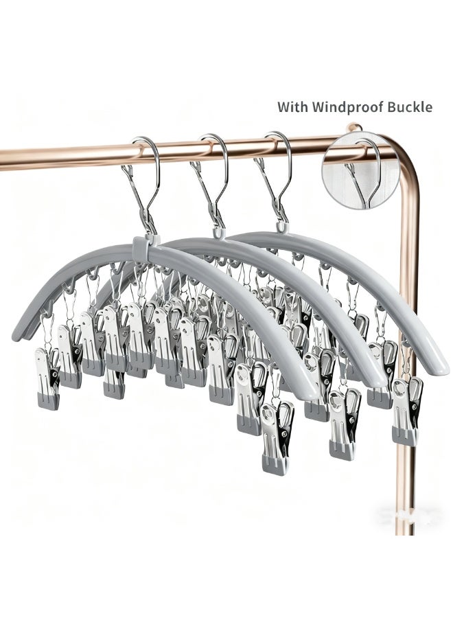 3 Pack 10-Stainless Steel Clips Pants Skirt Hanger - Windproof Non-Slip Strong Clamping Force, Space-Saving Closet Organizer for Leggings Underwear Hosiery Storage - Image 1
