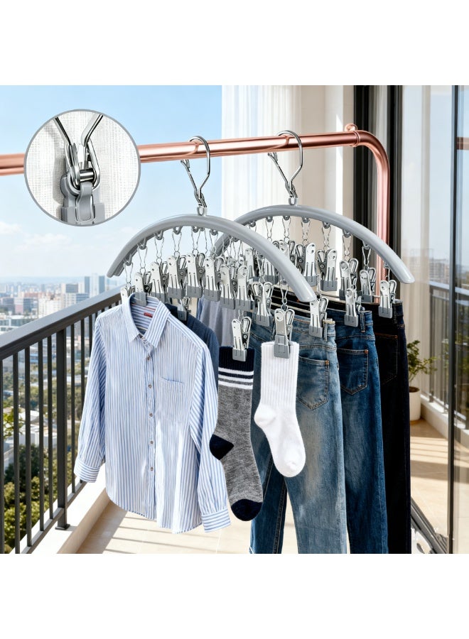 3 Pack 10-Stainless Steel Clips Pants Skirt Hanger - Windproof Non-Slip Strong Clamping Force, Space-Saving Closet Organizer for Leggings Underwear Hosiery Storage - Image 4