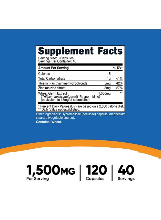 Nutricost Spermidine Wheat Germ Extract Supplement, 1500mg Wheat Germ Extract, 120 Capsules - 15mg Equivalent Spermidine Per Serving, 40 Servings, Vegetarian and Non-GMO - Image 2