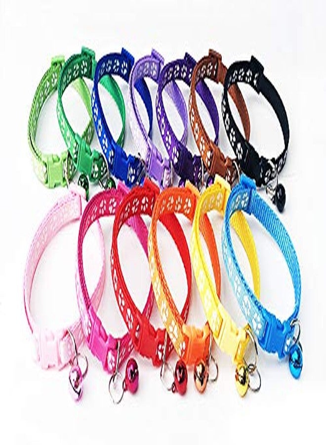 Pups&Pets Dog, Puppy, Cat & Kitten Buckle Paw Print Adjustable Pet Collar with Bell, X-Small Size 10 MM Nylon Collar Paw Printed Belt for Neck. (Blue) - Image 3