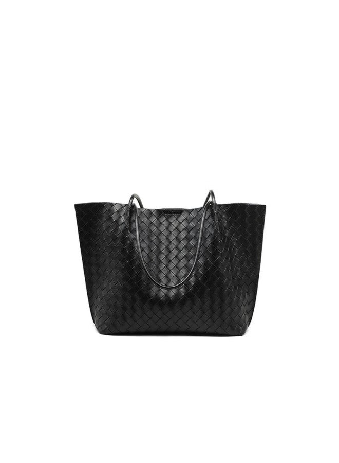 Viney Women's Handbag, Cowhide Tote Bag With Large Capacity, Shoulder And Underarm Woven Bag, Birthday Gift, Light Luxury Present For Girlfriend Or Wife - Image 3