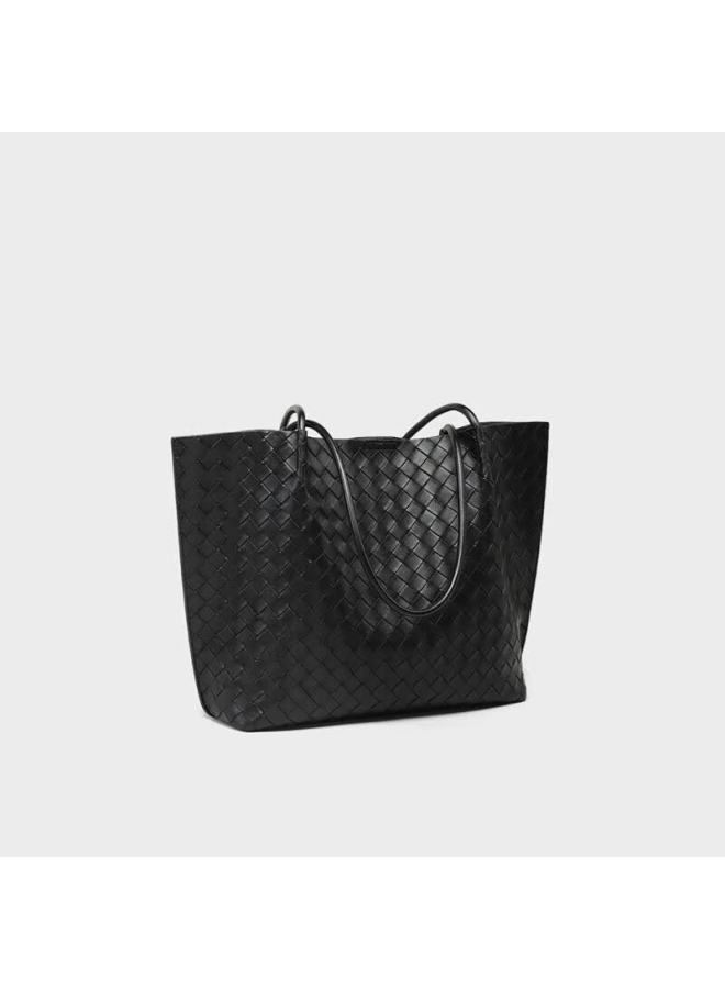 Viney Women's Handbag, Cowhide Tote Bag With Large Capacity, Shoulder And Underarm Woven Bag, Birthday Gift, Light Luxury Present For Girlfriend Or Wife - Image 2