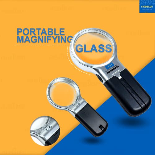 FreshDcart 3 in 1 Portable Magnifying Lens 3X High-Powered Magnification Hand-Held Folding Magnifier Glass with LED Lights Stand and UV Protection for Reading A4, Newspaper, Soldering, map - Image 2