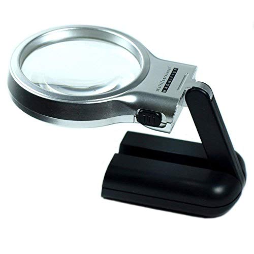 FreshDcart 3 in 1 Portable Magnifying Lens 3X High-Powered Magnification Hand-Held Folding Magnifier Glass with LED Lights Stand and UV Protection for Reading A4, Newspaper, Soldering, map - Image 4