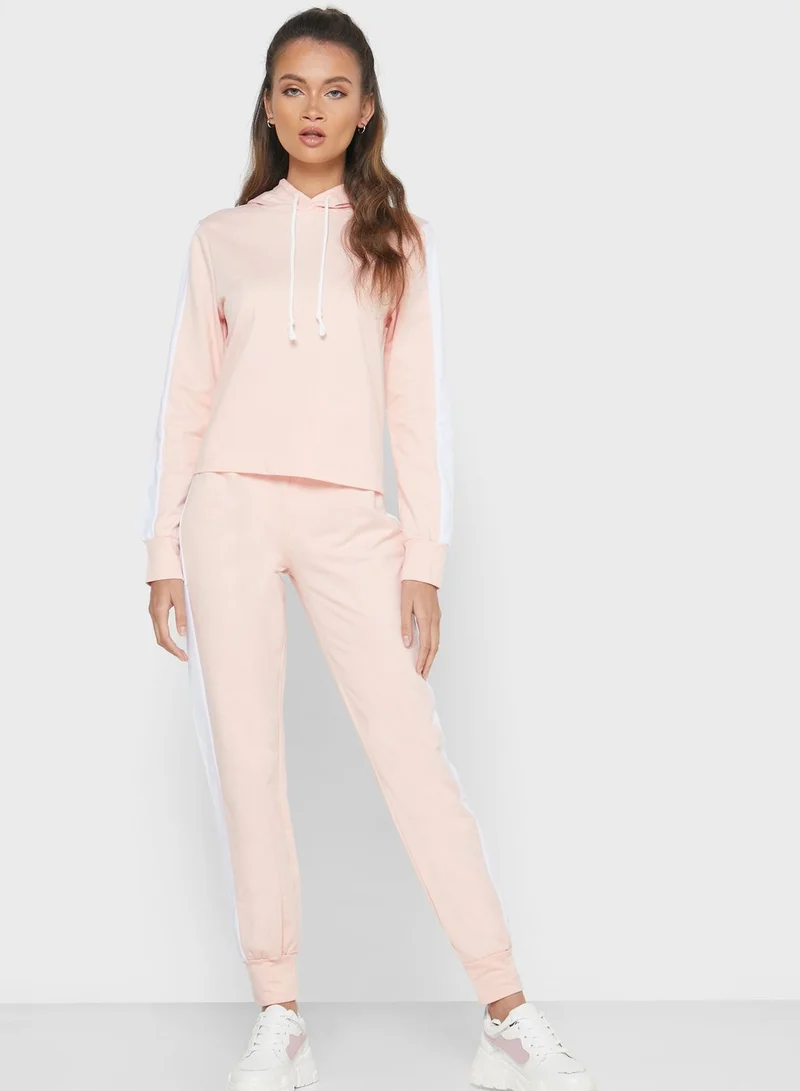 Ginger Colourblock Cropped Top Hoodie Set