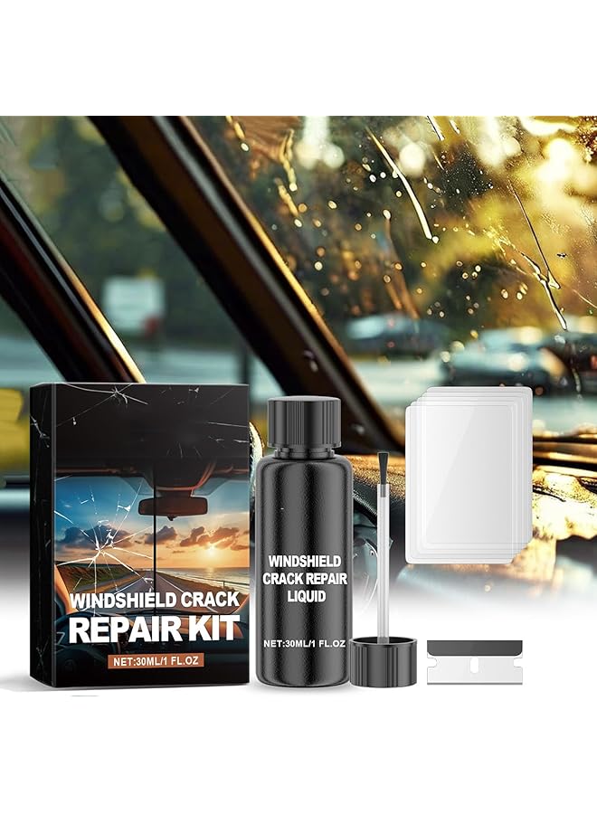 KASTWAVE Windshield Crack Repair Kit, Car Window Glass Liquid Repair Set, Cracks Gone Glass Kit Automotive Windscreen Tool For Fixing Chips, And Star Shaped Crack (30Ml) - Image 2