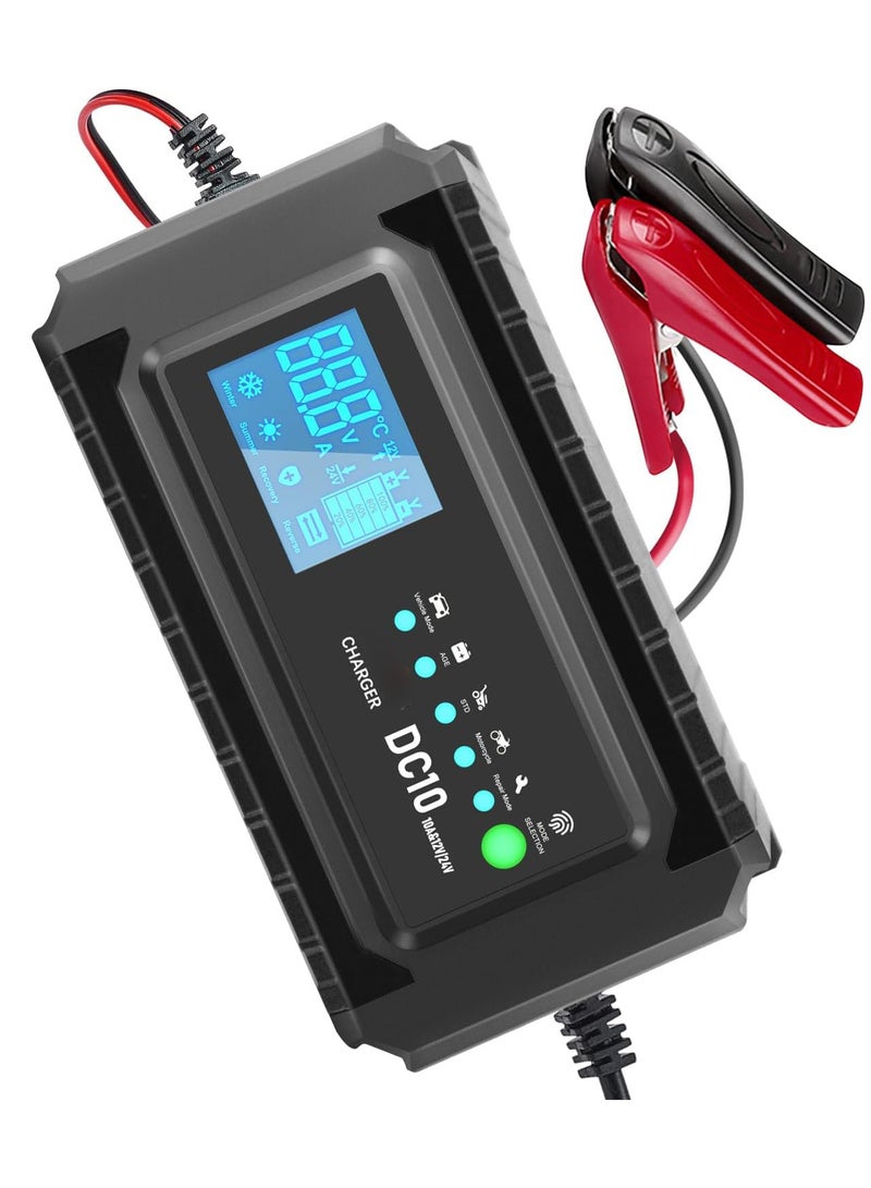 SYOSI Battery Charger Smart Car Battery Charger Automotive Charger Battery Maintainer Trickle Charger Float Charger and Desulfator for AGM Motorcycle Lawn Mower and Lead-Acid Batteries - Image 1