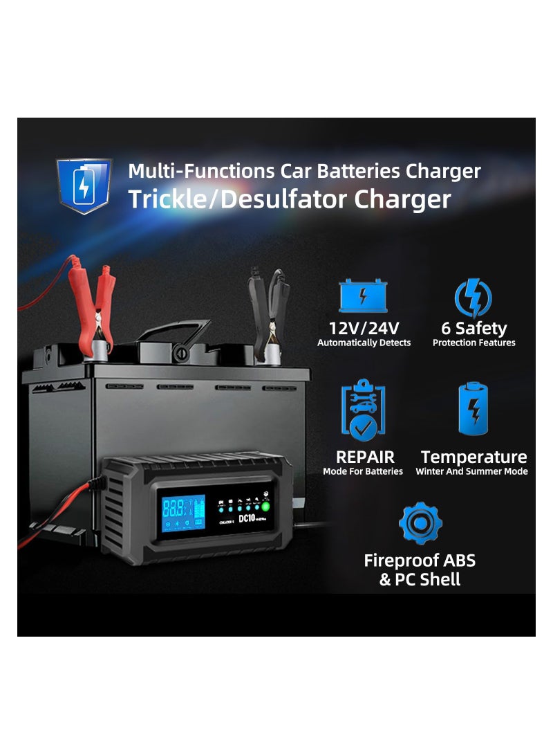 SYOSI Battery Charger Smart Car Battery Charger Automotive Charger Battery Maintainer Trickle Charger Float Charger and Desulfator for AGM Motorcycle Lawn Mower and Lead-Acid Batteries - Image 4