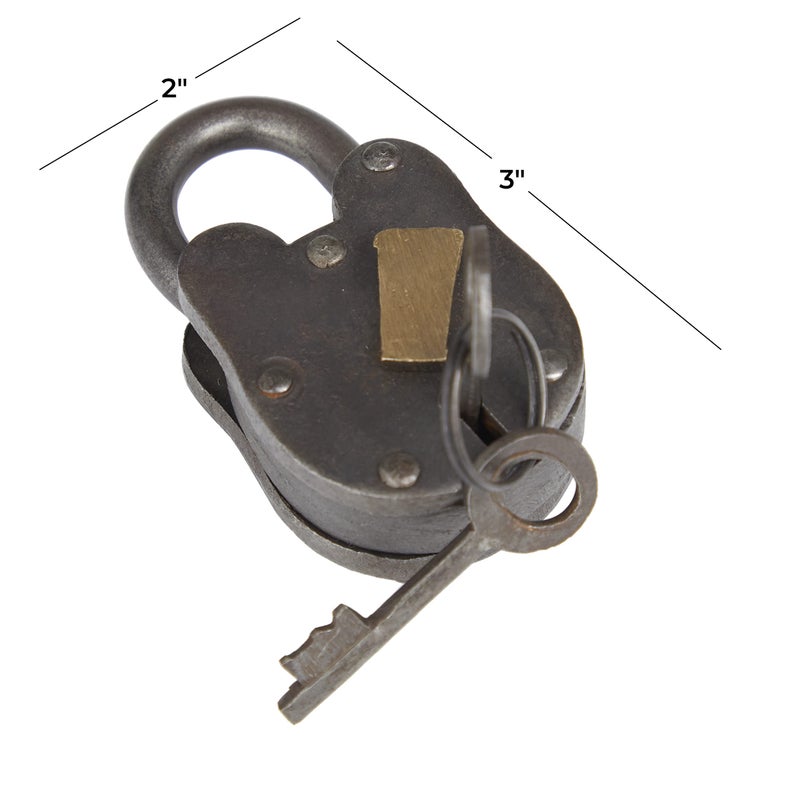 Deco 79 Brass Metal Lock And Key, 1" x 3" x 2", Dark Gray - Image 4