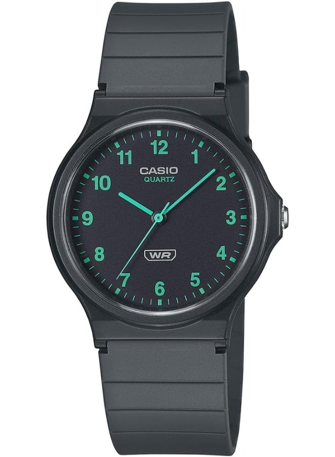 Casio MQ‑24B‑8BDF Unisex Analog Watch – Black Dial & Black Bio‑Based Resin Band, Slim Minimalist Design, Lightweight (20 g), 3‑Hand Quartz, Water‑Resistant - Image 1