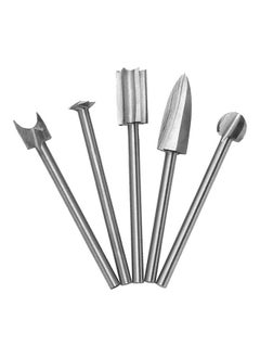 NIBEMINENT 5-Piece Wood Carving Engraving Drill Bit Set Silver  - Image 1