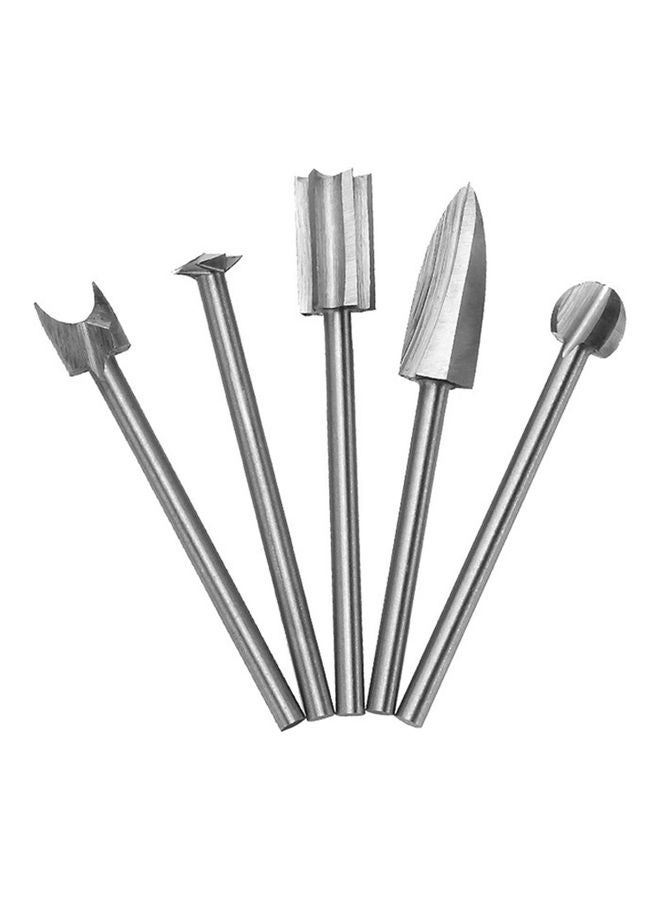 NIBEMINENT 5-Piece Wood Carving Engraving Drill Bit Set Silver  - Image 1