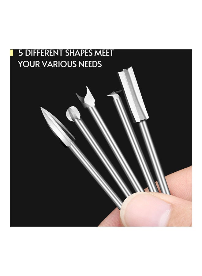NIBEMINENT 5-Piece Wood Carving Engraving Drill Bit Set Silver  - Image 2