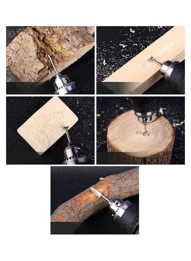 NIBEMINENT 5-Piece Wood Carving Engraving Drill Bit Set Silver  - Image 4