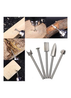 NIBEMINENT 5-Piece Wood Carving Engraving Drill Bit Set Silver  - Image 3