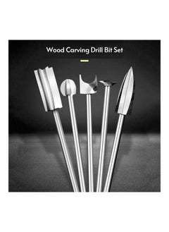 NIBEMINENT 5-Piece Wood Carving Engraving Drill Bit Set Silver  - Image 5