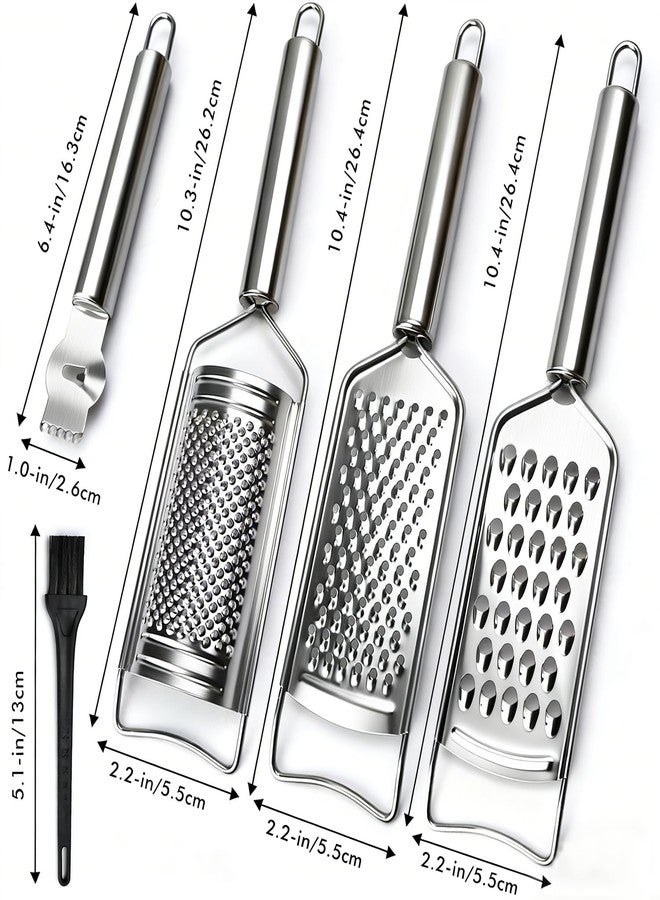 AIDOIT مبشرة جبن، مبشرة ليمون بمقبض، طقم مبشرات مطبخ من 5 قطع من الفولاذ المقاوم للصدأ للجبن والتوابل والزنجبيل والثوم والشوكولاتة والخضراوات والفواكه - Image 3
