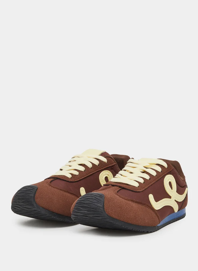 ستايلي Styli Logo Detail Lace Up Sneakers