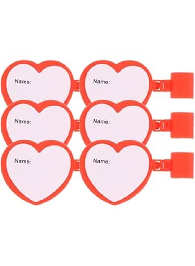 6pcs Two Sided Stethoscope ID Name Tags with Red Heart Nurse Doctor Medical Badge Set Sturdy Clips - Image 1