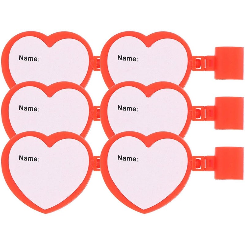 6pcs Two Sided Stethoscope ID Name Tags with Red Heart Nurse Doctor Medical Badge Set Sturdy Clips - Image 2