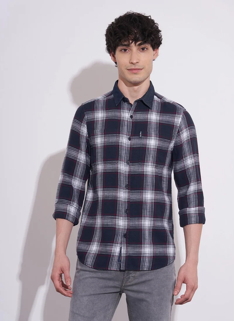 Being Human Men Checked Spread Collar Pure Cotton Casual Shirt