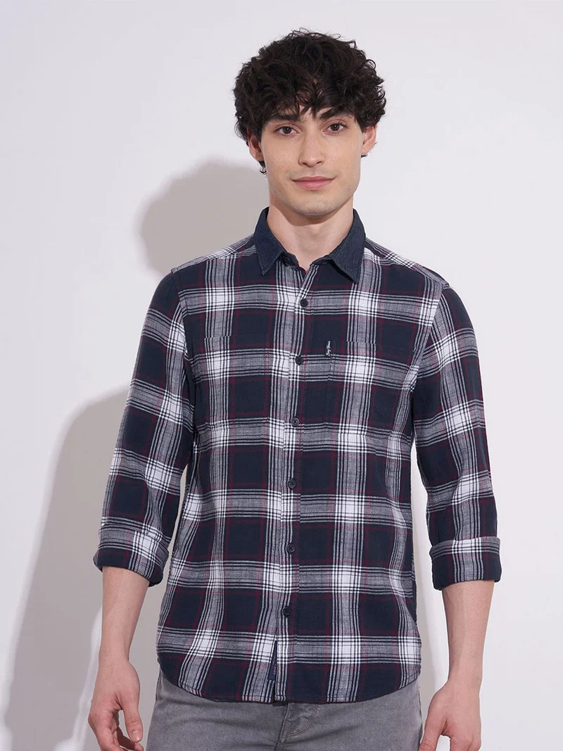 Being Human Men Checked Spread Collar Pure Cotton Casual Shirt