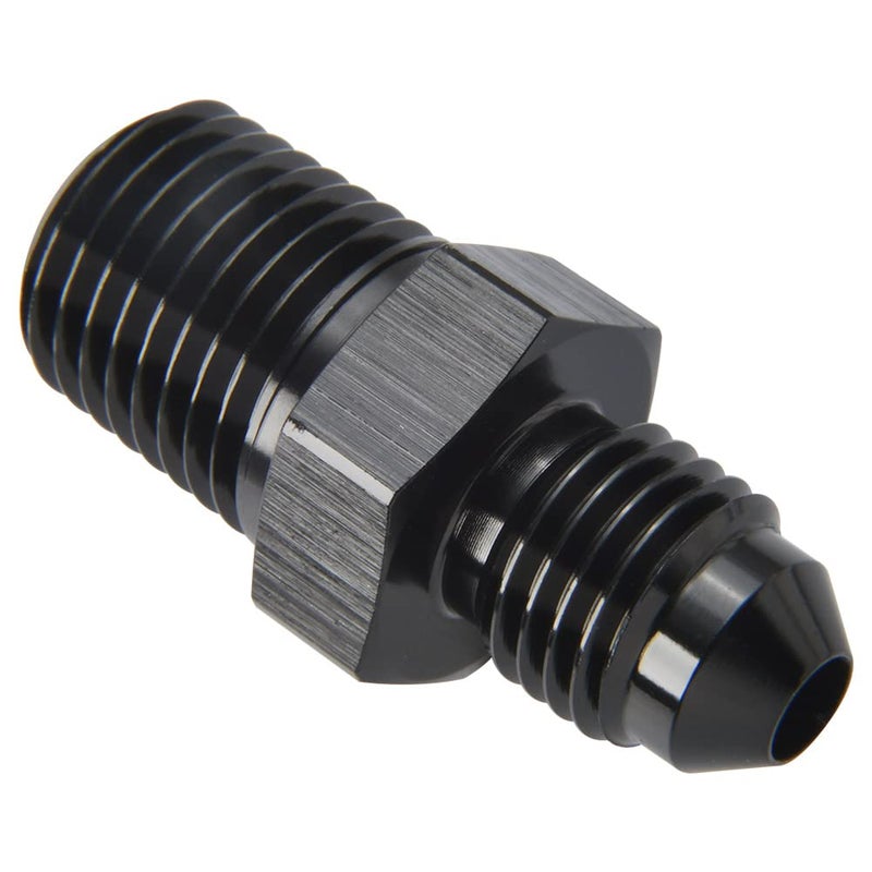 Podavelle 4AN Male Flare to 1/4 NPT Pipe Male Fitting Adapter Union Coupler Straight Aluminum Black