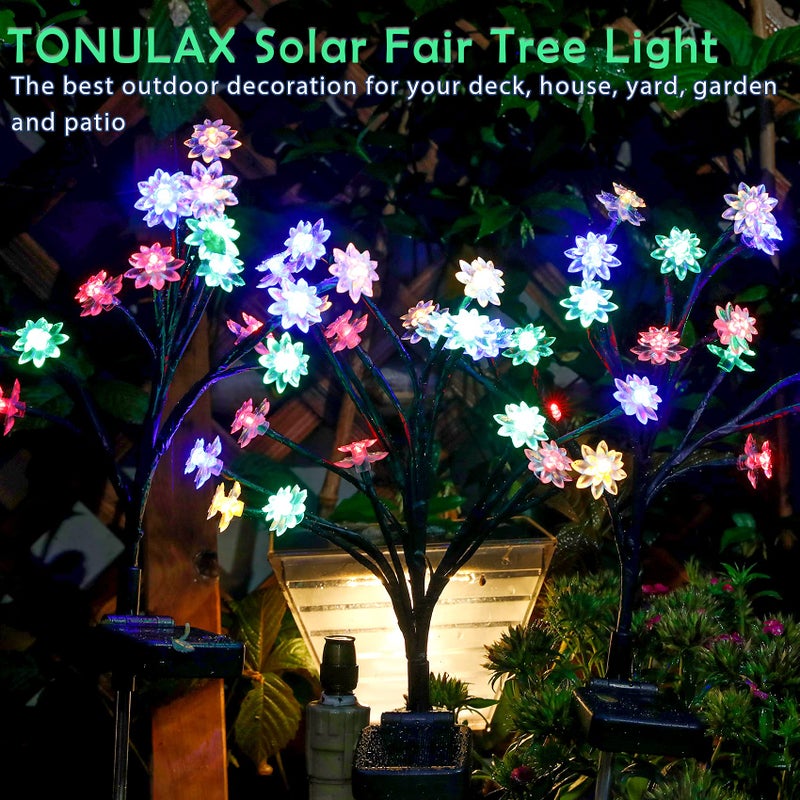 TONULAX أضواء حديقة تونولاكس الشمسية - أضواء شجر المناظر الطبيعية المحسّنة بسعة شمسية أكبر، ضوء زخرفي خارجي للممر، فناء، تزيين الحديقة الأمامية (عبوة 2)  - Image 2