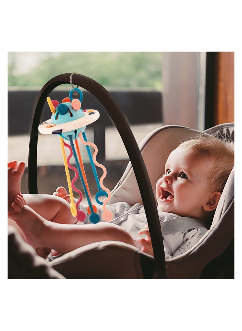Pull String Activity Toy Montessori Toys UFO Food Grade Silicone Sensory Toys for Babies Baby Toys Fine Motor Skills Gift Silicone Toy Exercise Hand Fine Movements for 1-3 Years Old - Image 4