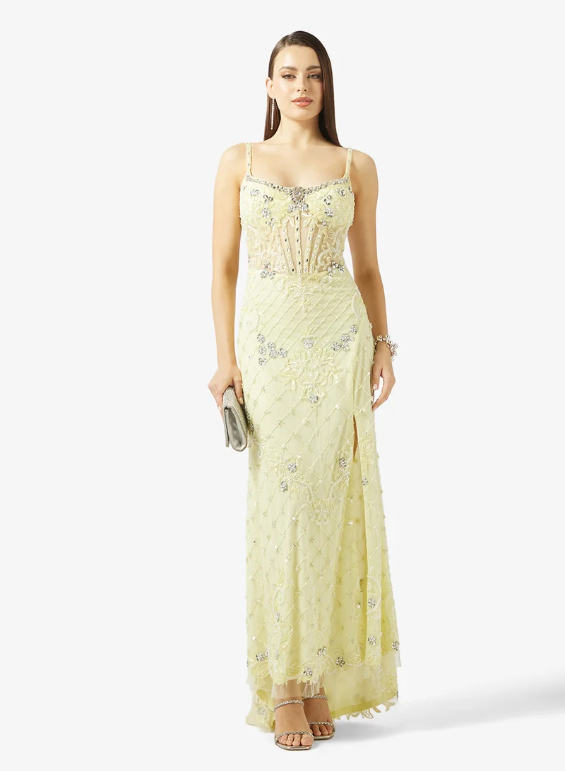 Namshi x  Corset Bodice Bead Embellished Evening Gown for Women | Best Price UAE