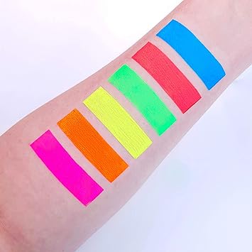 UV Glow Neon Face and Body Paint Set of 6 Tubes Fluorescent Brightest glow under UV - Image 3