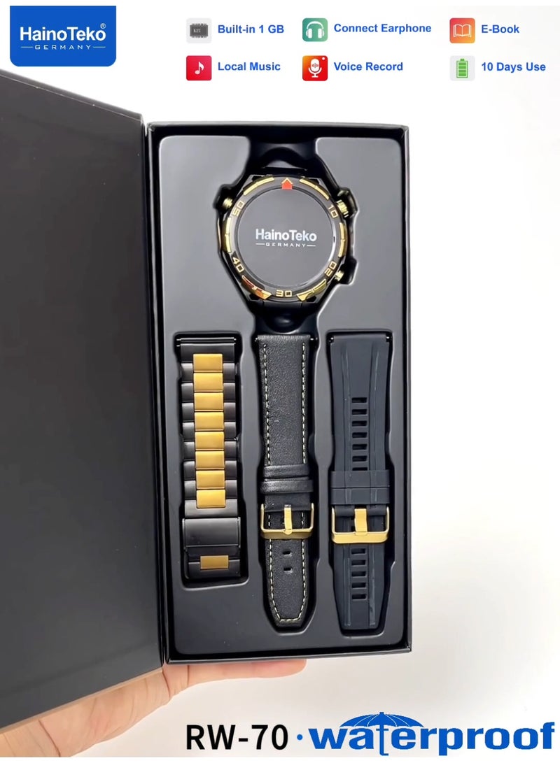 Haino Teko RW-70 AMOLED Waterproof Smart Watch with 1GB Built-in Storage 10-Day Battery and 3 Pair Straps Designed for Men - Image 5