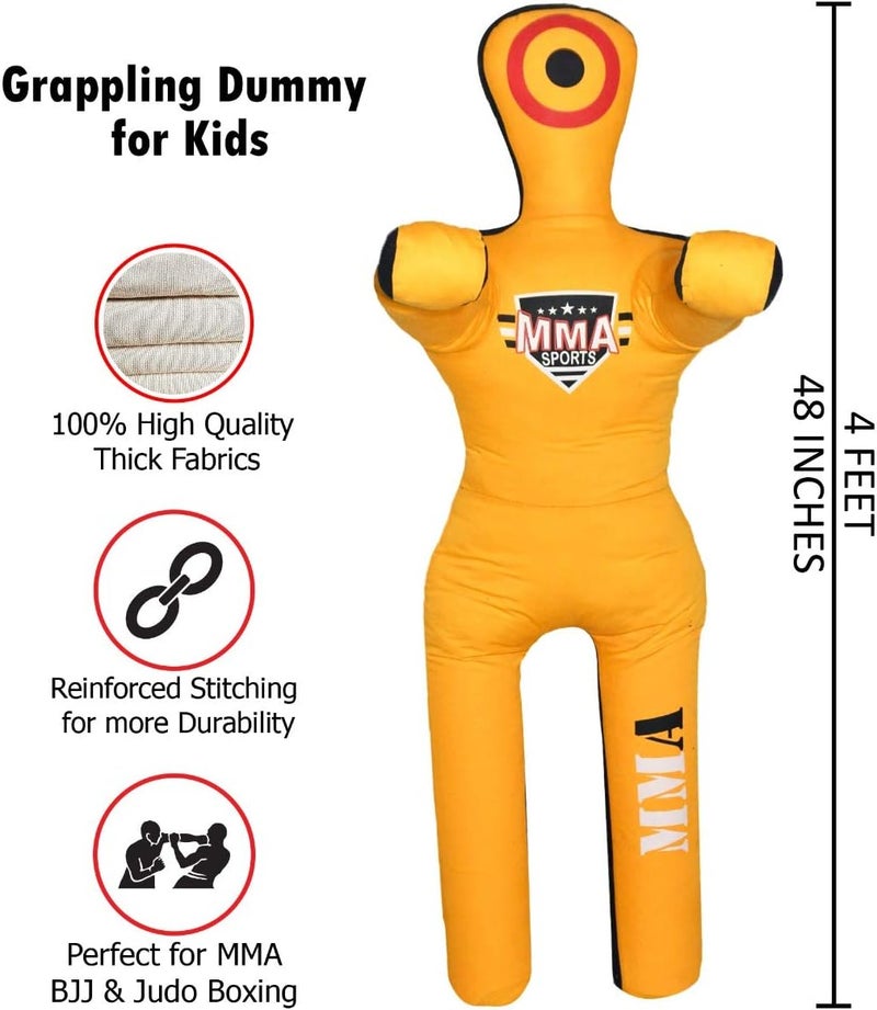MMA Kids JIU Jitsu Grappling Dummy Youth Wrestling Practice Dummy for BJJ Karate Boxing Throwing Kick Practice - 4 FEET -UNFILLED, 48 Inch - Image 1