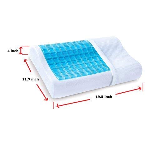 CLOUDTAIL CHOICE Cooling Gel Infused Memory Foam Cervical Orthopedic Neck Support Contour Pillow - 19.5" x 11.5" x 4", White and Blue (Set of 1) - Image 2