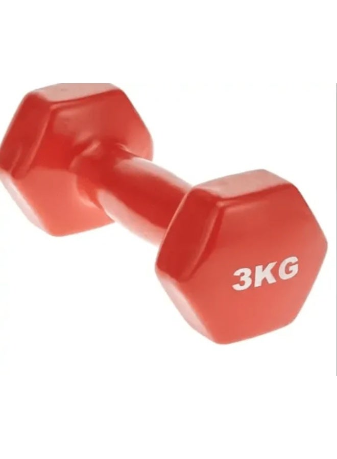 MAKS & CO. Vinyl Coated Dumbbell 3KG – Non-Slip Hand Weight for Home Workout, Yoga, Aerobics & Strength Training (Single Piece) - Image 1