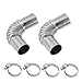 TORDXICS 2pcs Stainless Steel 25mm Parking Air Heater Exhaust Pipe Tube Elbow ConnectorDiesel Heater Exhaust Pipe with 4 Clamps for Clamp Compatible with Webasto Eberspacher Diesel Air Heater - Image 2