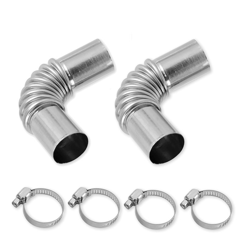 TORDXICS 2pcs Stainless Steel 25mm Parking Air Heater Exhaust Pipe Tube Elbow ConnectorDiesel Heater Exhaust Pipe with 4 Clamps for Clamp Compatible with Webasto Eberspacher Diesel Air Heater - Image 3