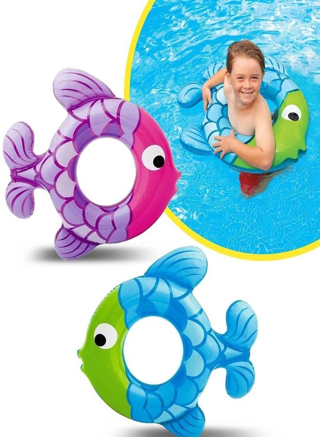 Confidence Inflatable Swimming Pool Safety for Kids | Pool Party Swim Tube Safety Ring | Swimming Floats for Boys and Girls Pools Accessories (Combo og 2 Fish Swimming Rings) - Image 1