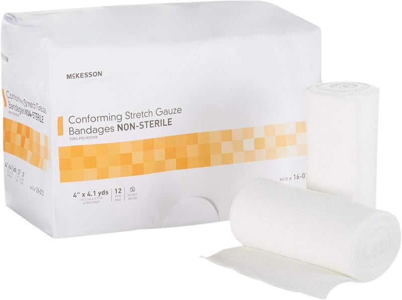 McKesson Conforming Stretch Gauze Bandages NonSterile 4 in x 4 110 yds 12 Count - Image 1