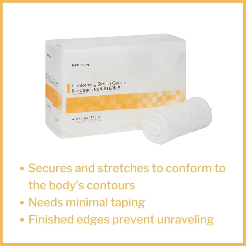 McKesson Conforming Stretch Gauze Bandages NonSterile 4 in x 4 110 yds 12 Count - Image 2