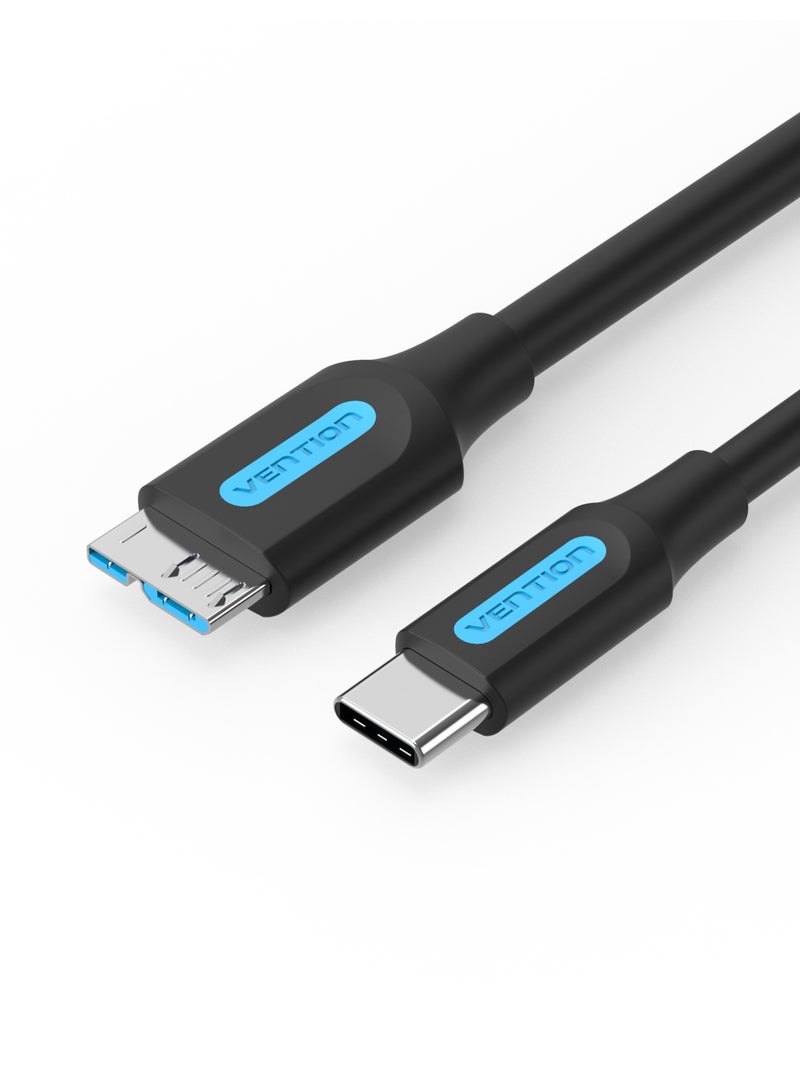 VENTION USB 3.0 C Male to Micro-B Male 2A Cable 0.5M Black Model # CQABD - Image 1
