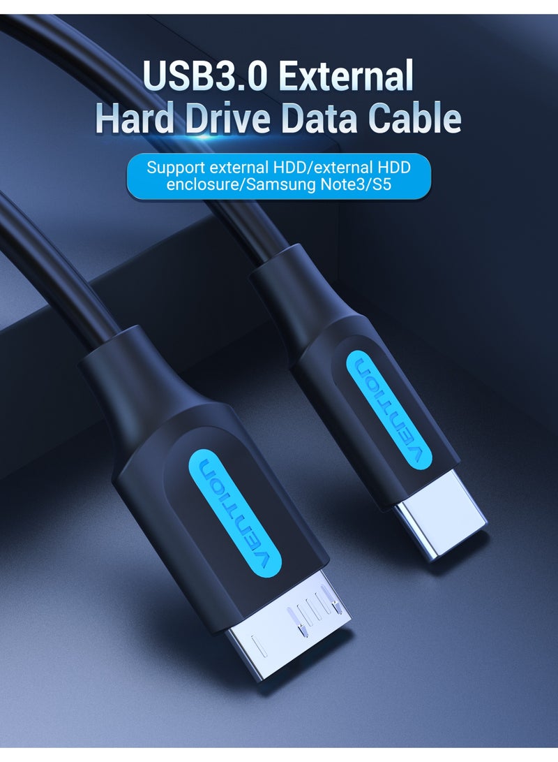 VENTION USB 3.0 C Male to Micro-B Male 2A Cable 0.5M Black Model # CQABD - Image 2