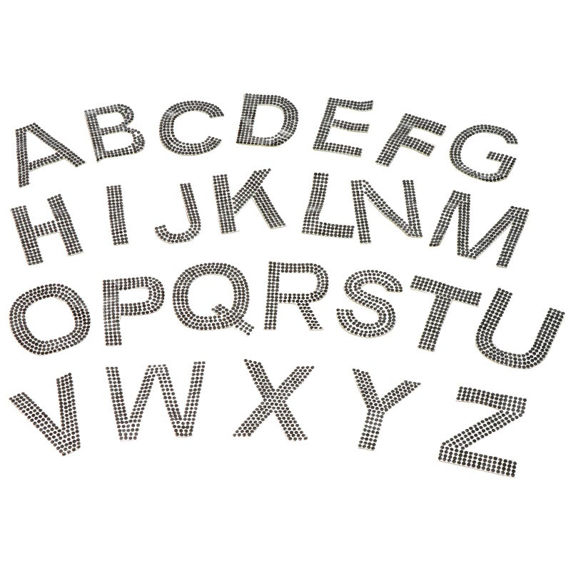 Black Rhinestone Alphabet Iron On Patches 26 Pieces DIY Clothing Decoration - Image 2
