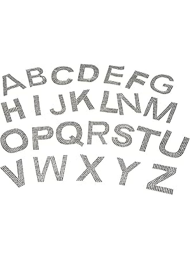 Black Rhinestone Alphabet Iron On Patches 26 Pieces DIY Clothing Decoration - Image 1