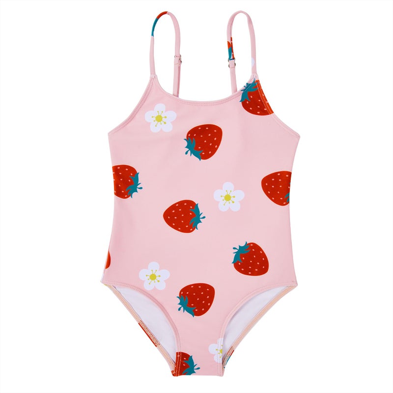 Zando 3T Swimsuit Girls - One Piece Strawberry Baby Swimsuit Girl, Adjustable Quick Dry 2t Bathing Suit Toddler Girls, Cute Kids Swimwear for Summer Beach Vacation Waterpark Wear 2-3T - Image 1