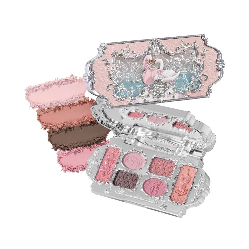 Flower Knows Swan Ballet SixColor Makeup PaletteSoft Pink Face Makeup Palette with 4 Matte 2 Shimmer ShadesBlendable Smooth Cute Make Up023 Oz03 Pink Swan - Image 2